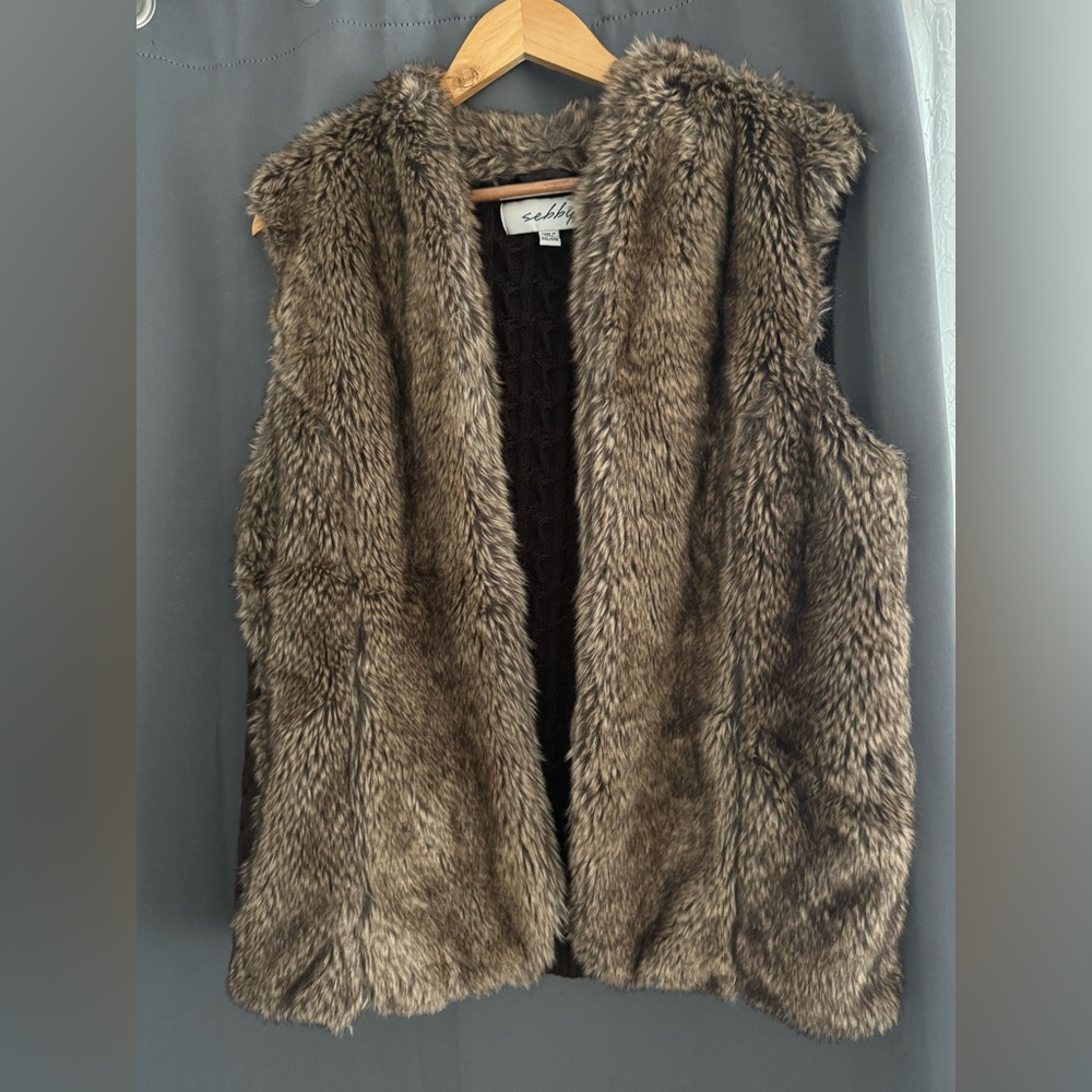 Sebby Brown Faux Fur Vest